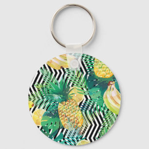 Exotic Bananas Lemons Tropical Seamless Keychain