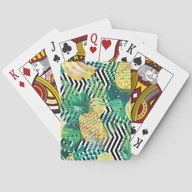 Exotic Bananas Lemons Tropical Seamless Playing Cards (Back)