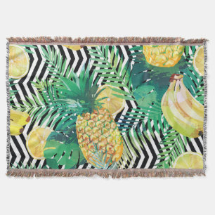 Exotic Bananas Lemons Tropical Seamless Throw Blanket