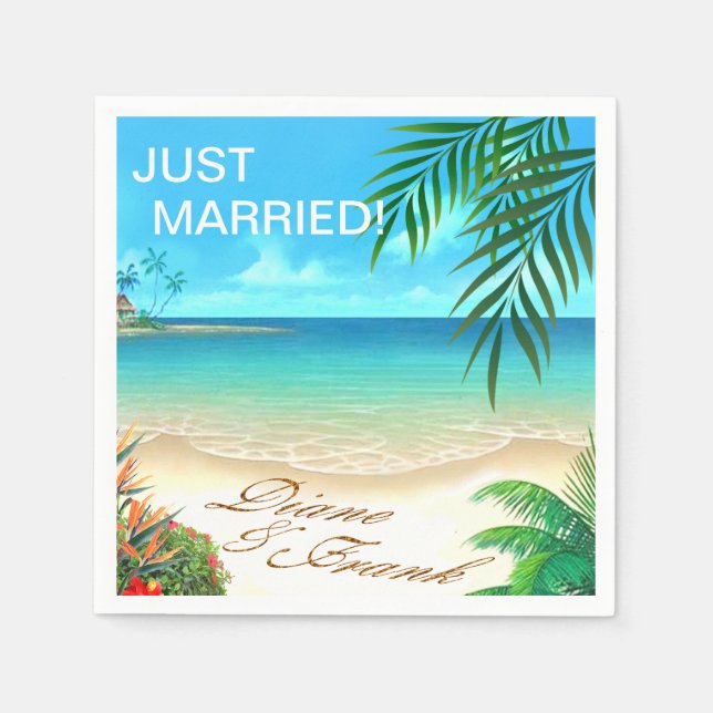 Exotic Beach ASK ME TO DRAW YOUR NAMES IN SAND Napkin (Front)