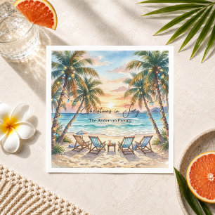 Exotic Beach Palm Trees Christmas in July Napkin