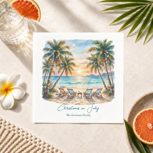 Exotic Beach Palm Trees Christmas in July Napkin