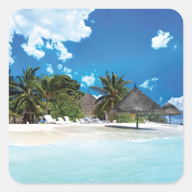 Exotic Beach  Square Sticker (Front)