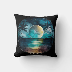Exotic Beach Sunset Throw Pillow