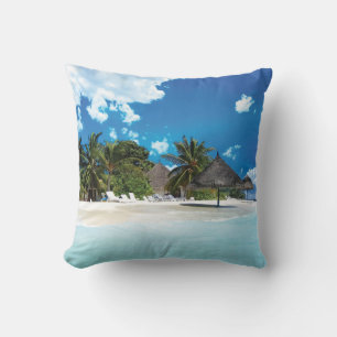 Exotic Beach Throw Pillow