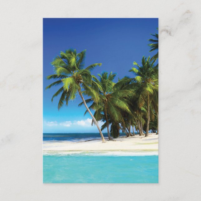 Exotic beach throw pillow enclosure card (Front)