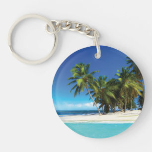 Exotic beach throw pillow keychain