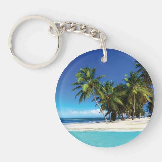 Exotic beach throw pillow keychain (Front)
