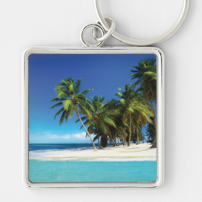 Exotic beach throw pillow keychain (Front)