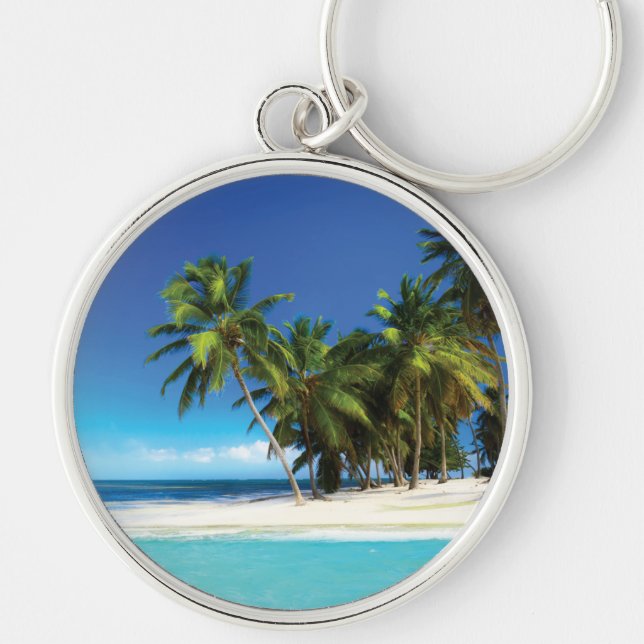 Exotic beach throw pillow keychain (Front)