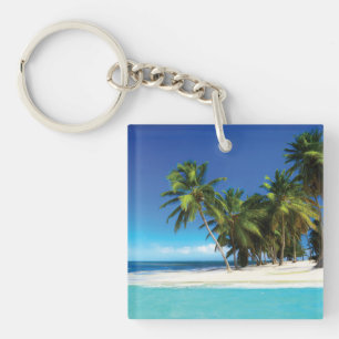 Exotic beach throw pillow keychain