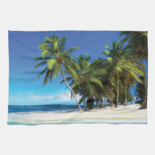 Exotic beach throw pillow kitchen towel