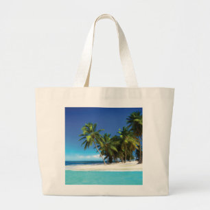 Exotic beach throw pillow large tote bag