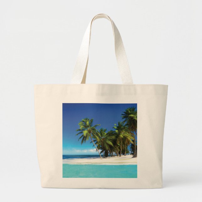 Exotic beach throw pillow large tote bag (Front)