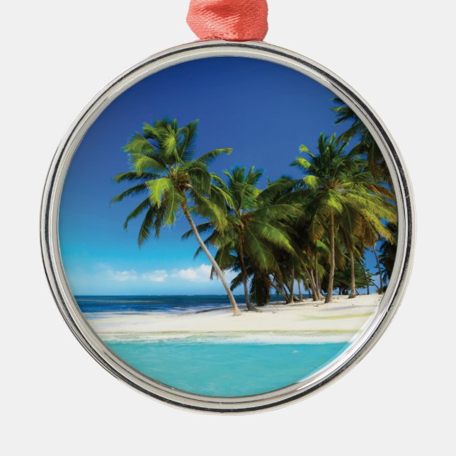 Exotic beach throw pillow metal ornament (Front)