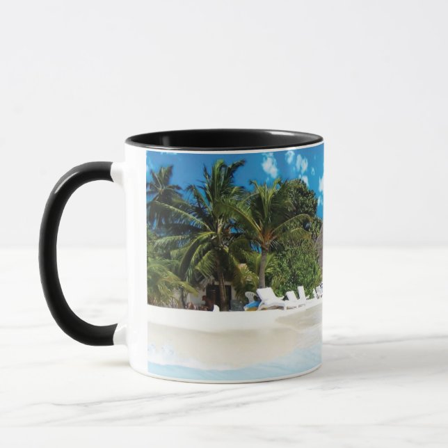 Exotic Beach Throw Pillow Mug (Left)
