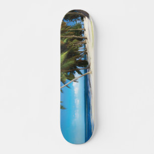 Exotic beach throw pillow skateboard