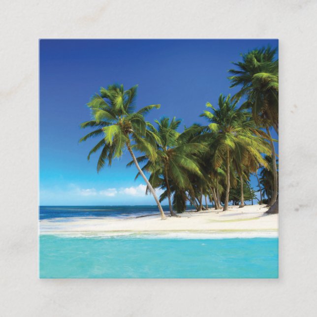 Exotic beach throw pillow square business card (Front)