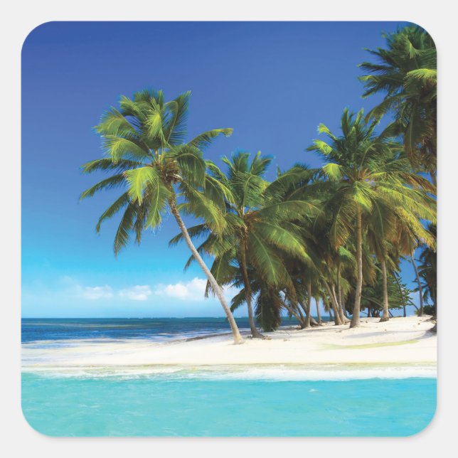 Exotic beach throw pillow square sticker (Front)