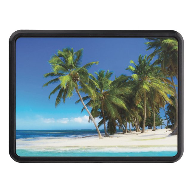Exotic beach throw pillow trailer hitch cover (Front)
