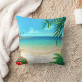 Exotic Beach Tropical ask me to add names in sand Throw Pillow (Blanket)