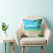Exotic Beach Tropical ask me to add names in sand Throw Pillow (Chair)