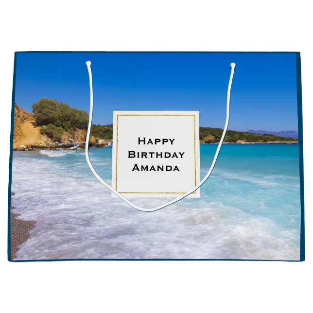  Exotic Beach Tropical Island Paradise Birthday Large Gift Bag (Front)