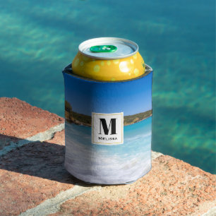 Exotic Beach Tropical Island Paradise Monogram Can Cooler