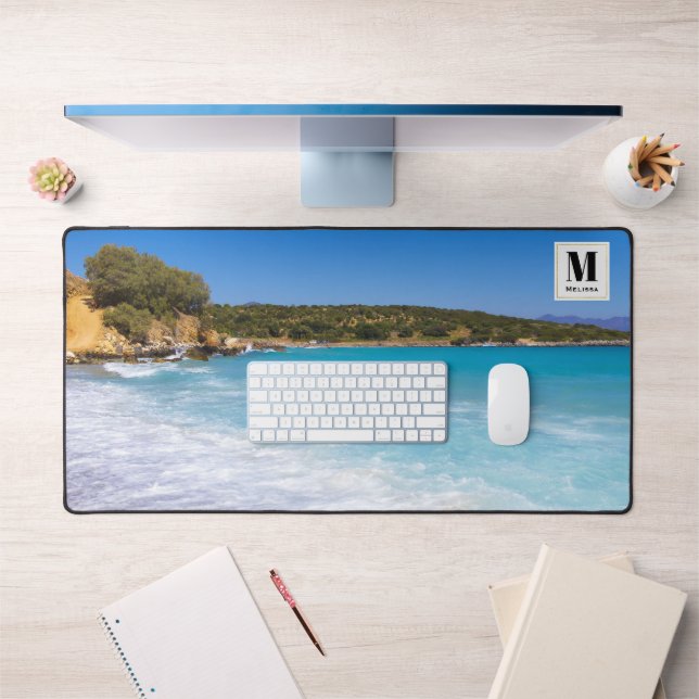 Exotic Beach Tropical Island Paradise Monogram Desk Mat (Office 1)
