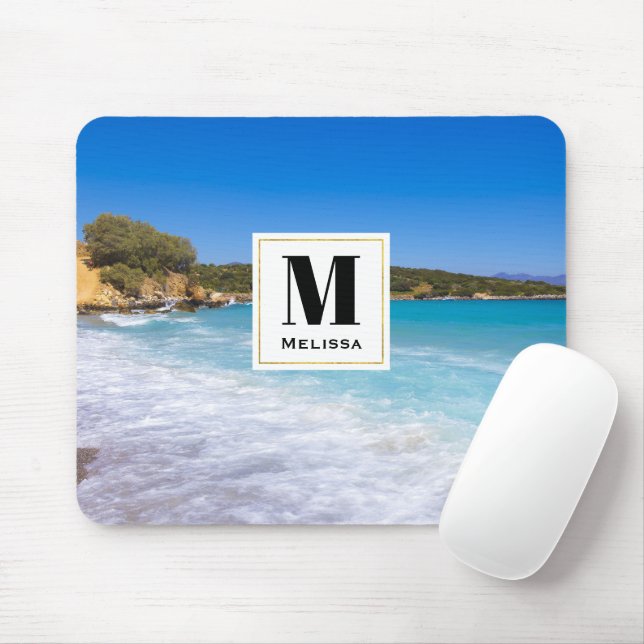 Exotic Beach Tropical Island Paradise Monogram Mouse Pad (With Mouse)
