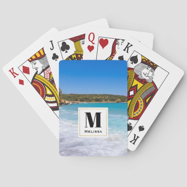 Exotic Beach Tropical Island Paradise Monogram Playing Cards (Back)