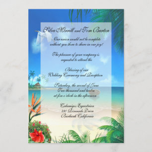Exotic Beach Wedding "Faux Vellum" Invitation