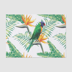 Exotic Bird And Orange Flowers Tissue Paper