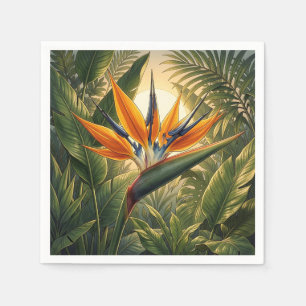 Exotic Bird of Paradise Tropical Jungle Sunset Napkin