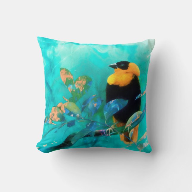 Exotic Bird "SONG ON THE WIND" Throw Pillow (Front)