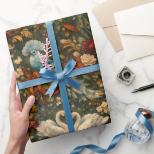 Exotic Birds Fantasy Antique Botanical Wrapping Paper
