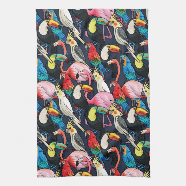 Exotic birds kitchen towel (Vertical)
