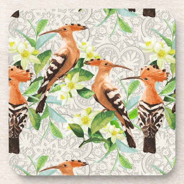 Exotic Birds On Lace Coaster (Front)