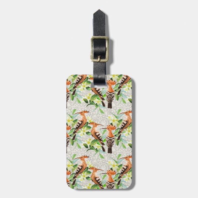 Exotic Birds On Lace Luggage Tag (Front Vertical)
