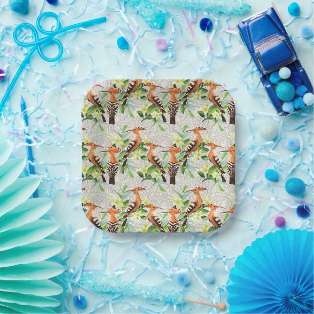 Exotic Birds On Lace Paper Plate (Party)