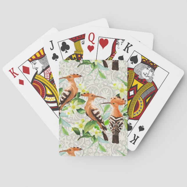 Exotic Birds On Lace Playing Cards (Back)