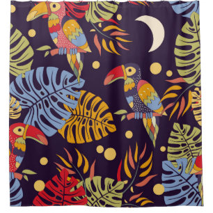 Exotic Birds Plants Colourful Pattern