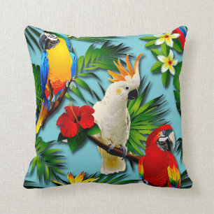 Exotic Birds Tropical Throw Pillow