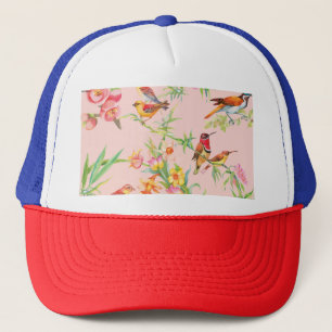 Exotic Birds: Vintage Floral Seamless. Trucker Hat