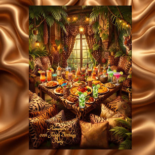 Exotic Birthday Jungle Animal Print Themed Party Invitation