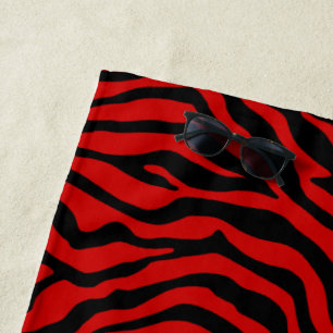 Exotic black and red zebra stripe beach towel