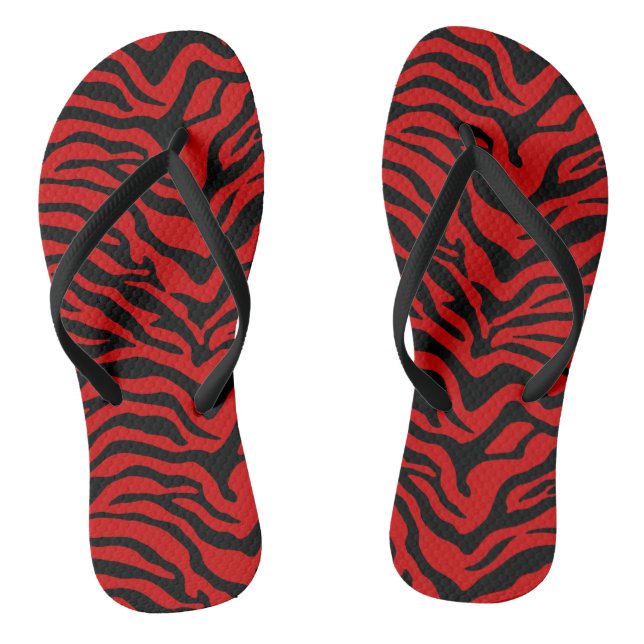 Exotic black and red zebra stripe flip flops (Footbed)