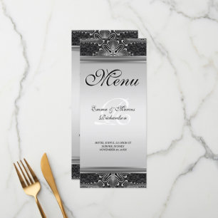 Exotic Black Baroque Wedding Menu Card