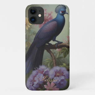 Exotic Blue Bird Script Personalize iPhone 11 Case