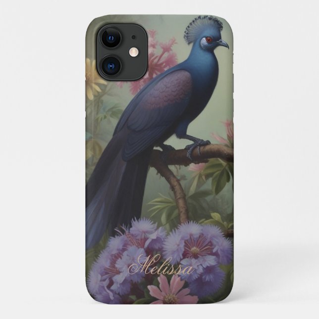 Exotic Blue Bird Script Personalize  Case-Mate iPhone Case (Back)